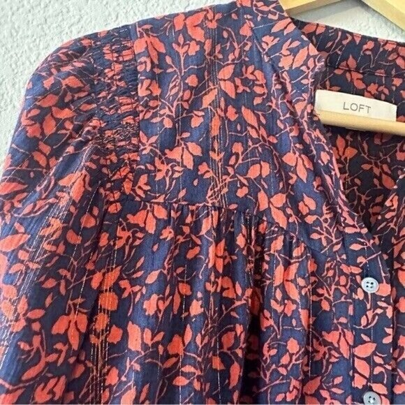 Loft Shimmer Floral Blouse Women’s Size Small - Picture 4 of 10